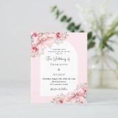Rosa Blumen Bows Bows Bogen Hochzeit Einladung (Stehend Vorderseite)