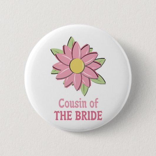Rosa Blumen-Braut-Cousin Button (Vorderseite)
