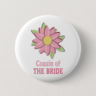 Rosa Blumen-Braut-Cousin Button