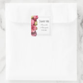 Rosa Blumen Brauthochzeit danke Quadratischer Aufkleber (Tasche)