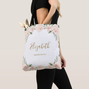 Rosa Blumen Brautjungfer Hochzeit Tasche