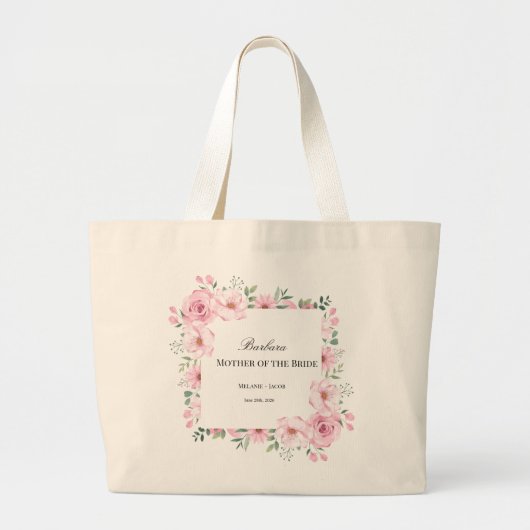 Rosa Blumen Brautmutter  Jumbo Stoffbeutel (Vorne)
