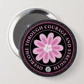 Rosa Blumen Brustkrebs-Bewusstseins-Design Button (Vorne & Hinten)