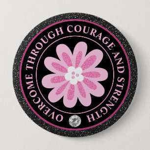 Rosa Blumen Brustkrebs-Bewusstseins-Design Button