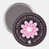 Rosa Blumen Brustkrebs-Bewusstseins-Design Magnet (Vorderseite/Rückseite)