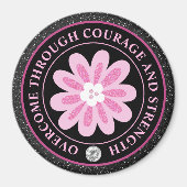 Rosa Blumen Brustkrebs-Bewusstseins-Design Magnet (Vorne)