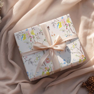 Rosa Blumen-Chinoiserie Geschenkpapier