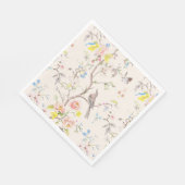 Rosa Blumen-Chinoiserie Serviette (Ecke)