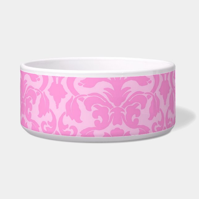 Rosa Blumen-Damask-Hundefutter-napf Napf (Vorderseite)