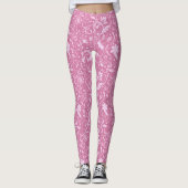 Rosa Blumen-Damaskus-Muster Leggings (Vorderseite)