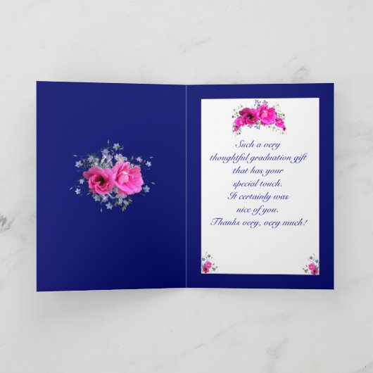 Rosa Blumen danken Ihnen für Dankeskarte (Innenseite)