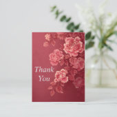 Rosa Blumen Dankeskarten mit dunkelrosa Hintergrun Postkarte (Stehend Vorderseite)