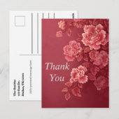 Rosa Blumen Dankeskarten mit dunkelrosa Hintergrun Postkarte (Vorne/Hinten)