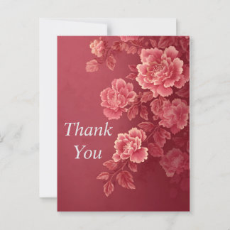 Rosa Blumen Dankeskarten mit dunkelrosa Hintergrun Postkarte
