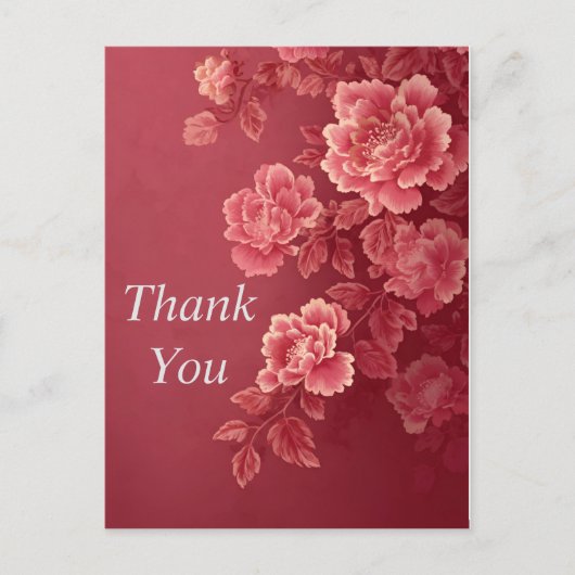 Rosa Blumen Dankeskarten mit dunkelrosa Hintergrun Postkarte (Vorderseite)