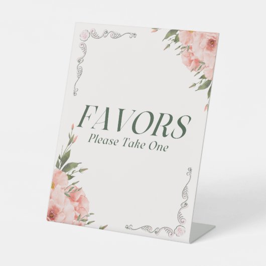 Rosa Blumen-Design Geschenke Podest Schild (Vorderseite)