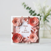 💎 Rosa Blumen-Diamant-Hochzeit 💎 Einladung (Stehend Vorderseite)