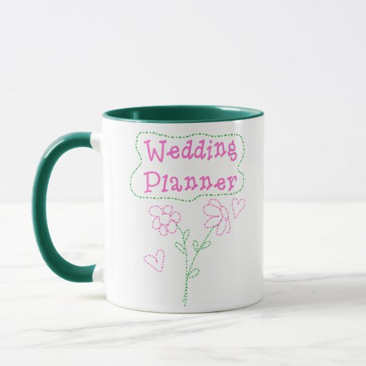 Rosa Blumen, die Planer Wedding sind Tasse (Links)