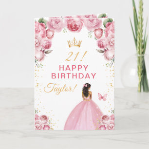 Rosa Blumen Dunkle Haut Mädchen Alles Gute zum Geb Karte