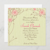 Rosa Blumen-Einladung Einladung (Vorne/Hinten)
