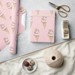 Rosa Blumen Eiscreme Geburtstag Here's the Scoop Geschenkpapier