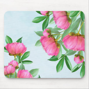Rosa Blumen Elegante Gartenanlage Einfaches Wasser Mousepad