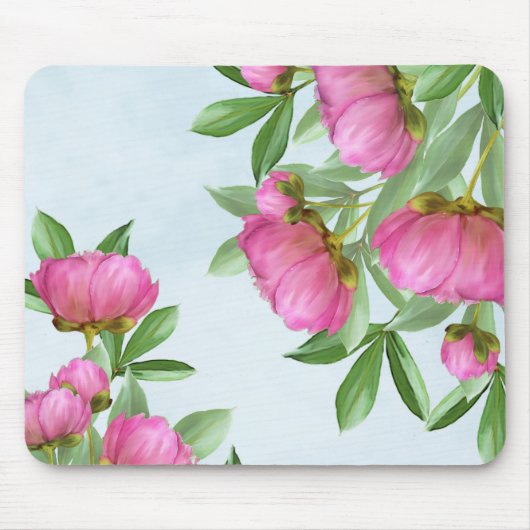 Rosa Blumen Elegante Gartenanlage Einfaches Wasser Mousepad (Vorne)