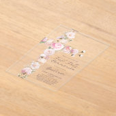 rosa Blumen erstkommunion Acryleinladungen (Ablage )