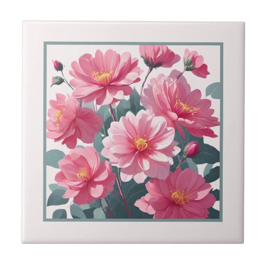Rosa Blumen Fliese (Vorderseite)