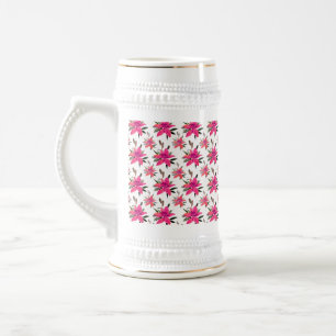 Rosa Blumen Floralmuster Design Bierglas