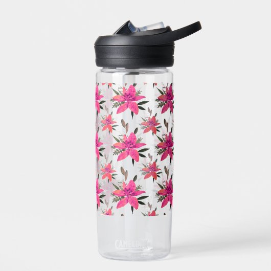 Rosa Blumen Floralmuster Design Trinkflasche (Links)