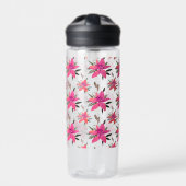 Rosa Blumen Floralmuster Design Trinkflasche (Vorderseite)