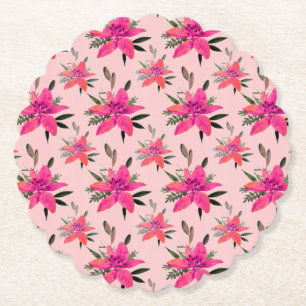 Rosa Blumen Floralmuster Design Untersetzer