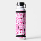 Rosa Blumen für Mädchen | Personalisierter Name, F Trinkflasche (Rückseite)