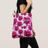Rosa Blumen Garten Personalisierter Name All-Over Tasche (Von Nahem)