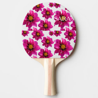 Rosa Blumen Garten Personalisierter Name All-Over  Tischtennis Schläger