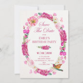 Rosa Blumen Garten Save The Date (Vorderseite)