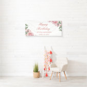 Rosa Blumen Geburtstagsfeier Teller Banner (Insitu)