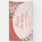 Rosa Blumen Geburtstagsplatte Banner (Vertikal)