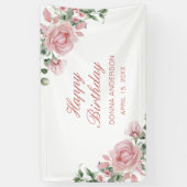 Rosa Blumen Geburtstagstagsplatte Banner (Vertikal)