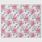 Rosa Blumen Geschenkpapier (Flach)