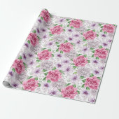 Rosa Blumen Geschenkpapier (Ungerollt)