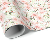 Rosa Blumen Geschenkpapier (Rolleneckpunkt)