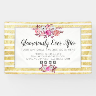 Rosa Blumen & Gold Glamour Wasserfarbe Moderne Str Banner