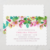 Rosa Blumen-Grenzeinladung Einladung (Vorne/Hinten)