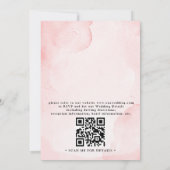 Rosa Blumen Grün Eleganter QR-Code Hochzeit Einladung (Rückseite)
