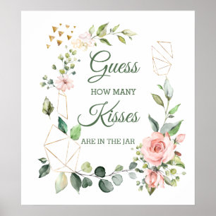 Rosa Blumen, Grünzeug Guess How Many Kisses Spiel Poster