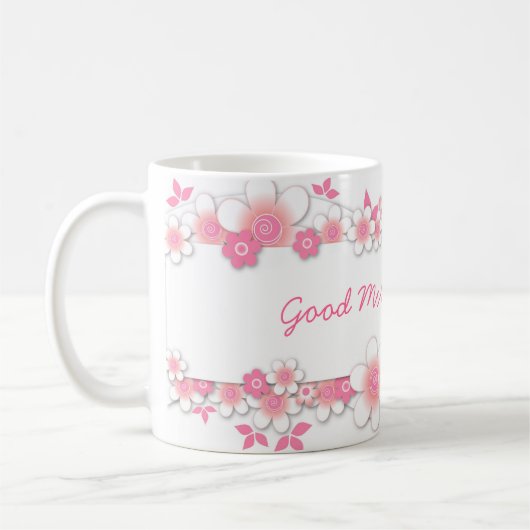 Rosa Blumen, guter Morgen-Honig Kaffeetasse (Links)