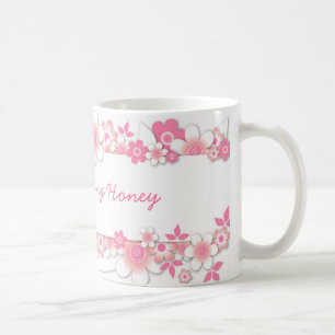 Rosa Blumen, guter Morgen-Honig Kaffeetasse