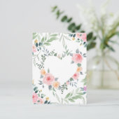 Rosa Blumen Herz Postkarte (Stehend Vorderseite)